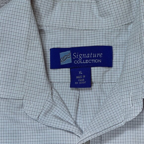 UDE Signature Collection Mens White Grid Button Up Shirt Long Sleeve Collared XL - Picture 6 of 12